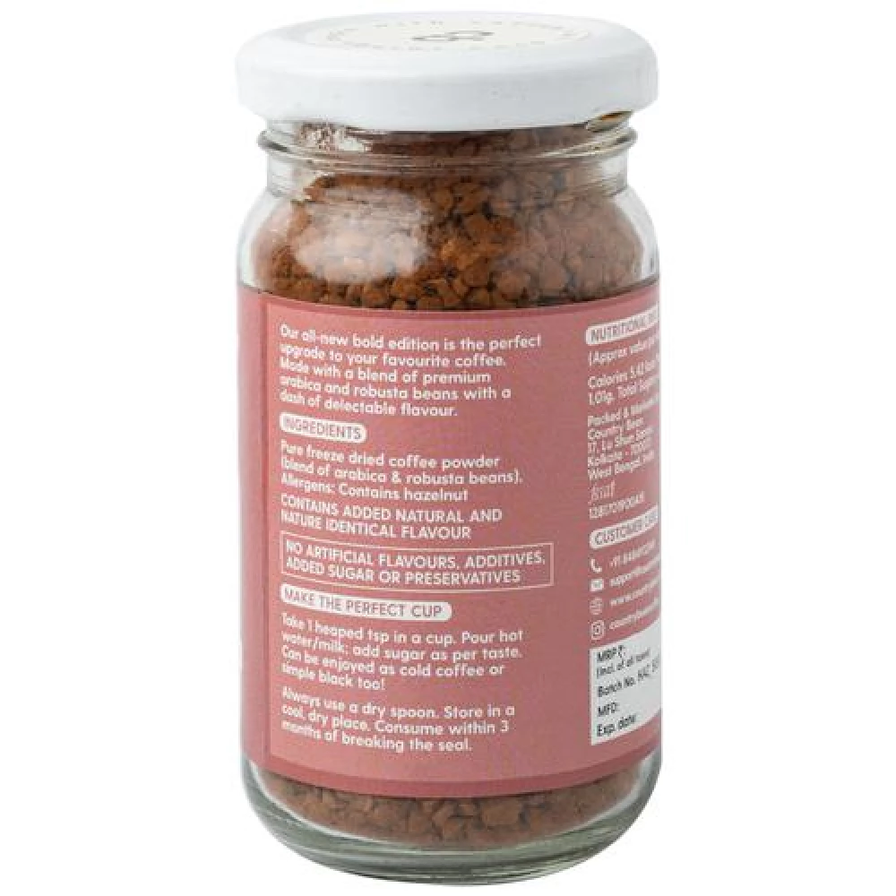 Country Bean Earthy Hazelnut Bold Instant Coffee - Arabica & Robusta Blend, 50 g Bottle-2.webp